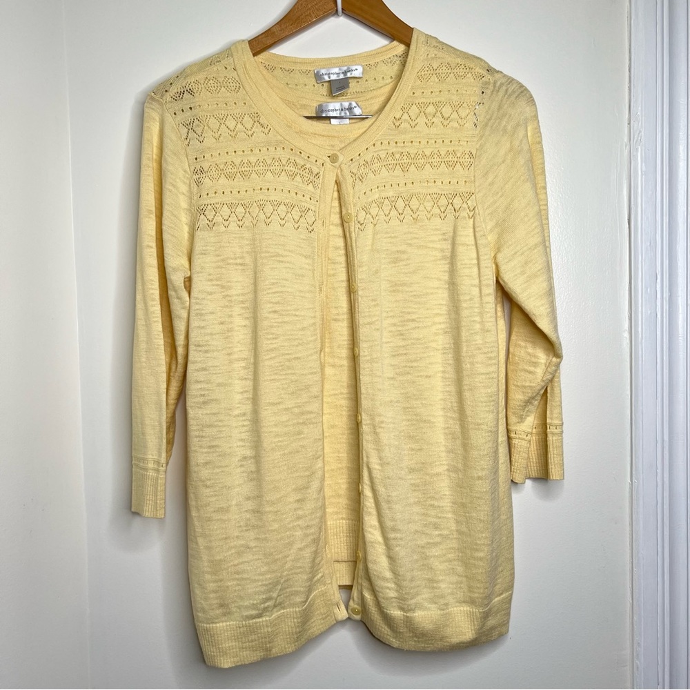 Christopher & Banks 2 Piece Sweater Set Women’s Size Large Light Yellow